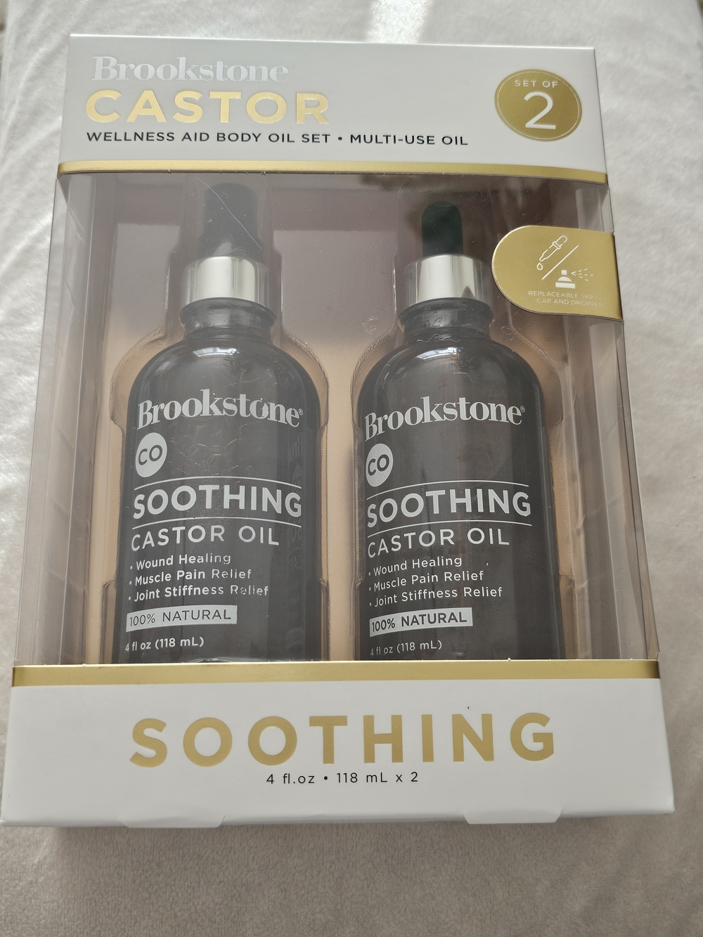 Brookstone Soothing Castor Oil Set (Black) - 2 Pack